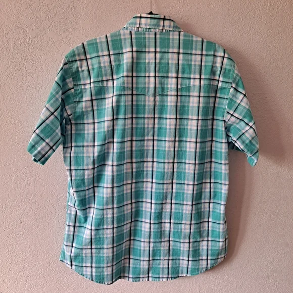 Teal Wrangler Western plaid Shirt - Picture 6 of 6